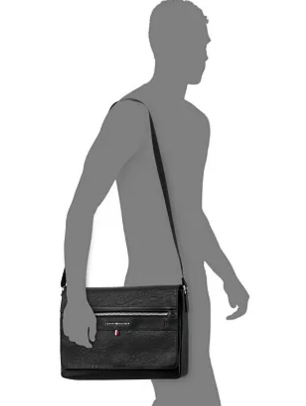 Tommy Hilfiger Dark Brown Leather Crossbody Messenger Bag